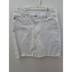 American Eagle White Denim Mini Skirt With Frayed Hem Womens Regular Size 00 Str